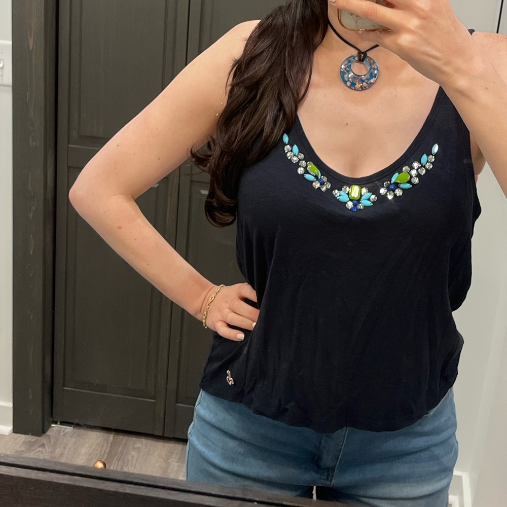 Vintage Hollister navy Tank Top Y2K 2000s